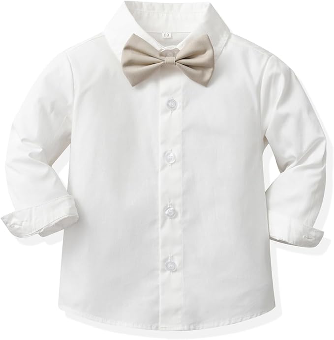 CORATED Toddler Dress Suits Baby Boys Clothes Sets Bowtie Shirts Suspenders - Image 3