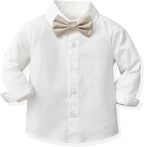 CORATED Toddler Dress Suits Baby Boys Clothes Sets Bowtie Shirts Suspenders - Image 3