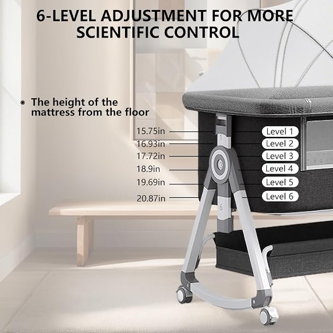 Baby Bassinet, 3 in 1 Baby Bassinets Bedside Sleeper - Image 4