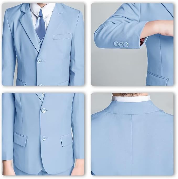 JPF Boy's Formal Suit Set Slim Fit Kids Tuxedo Suits - Image 5