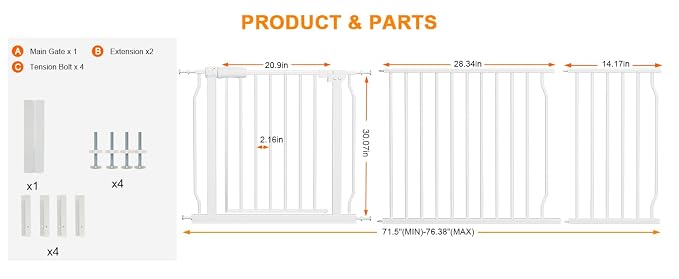 30" Tall Extra Wide Baby Gates for Doorways & Stairs - Image 2
