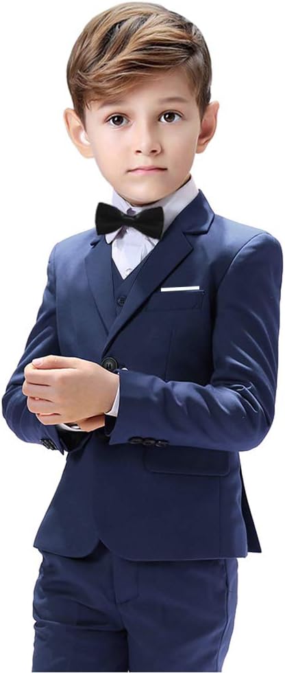 Boys Suits 5 Pieces Slim Fit Blazer Pants Black Blue Outfit Suit - Image 5