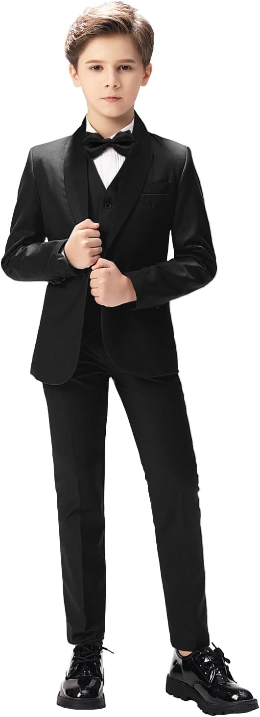 Boys Suit for Toddler Tuxedo Kids Formal Suits Set 5 Pieces Wedding Outfit - Image 2
