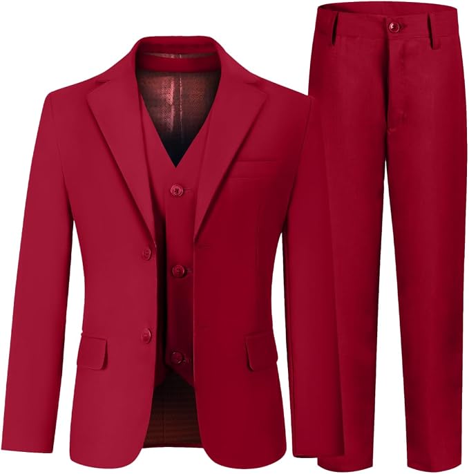 Boys' 3 Piece Suit Set with Suit Jacket, Formal Tuxedos Slim Fit Ring Bearer by Hipfun