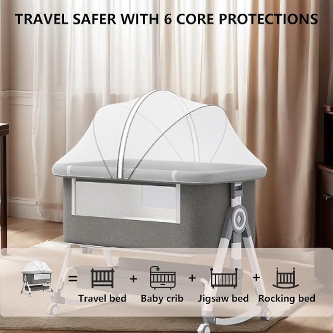 Baby Bassinet, 3 in 1 Baby Bassinets Bedside Sleeper - Image 6