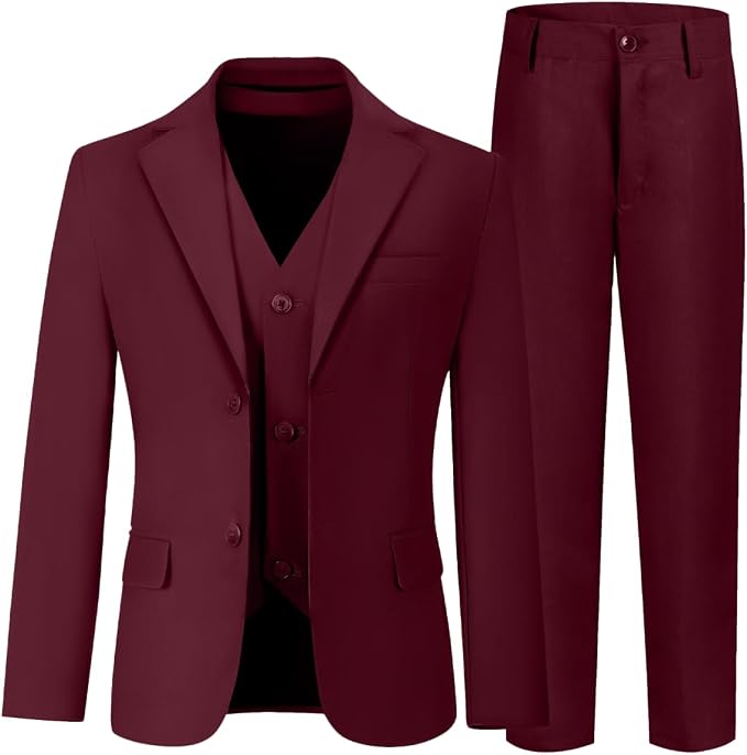 Boys' 3 Piece Suit Set with Suit Jacket, Formal Tuxedos Slim Fit Ring Bearer by Hipfun