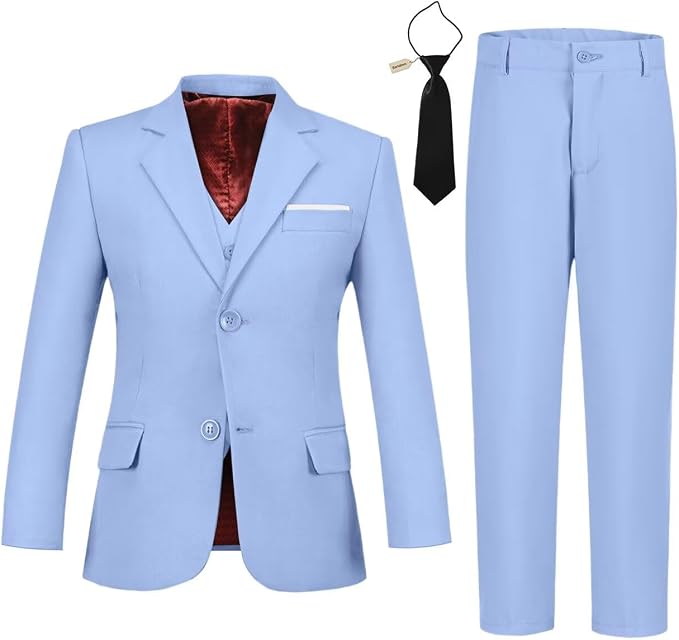 Boys Suit 4 Pcs Slim Fit Set Casual Suits Wedding Outfit Prom Jacket Vest Pant by MENSUIT