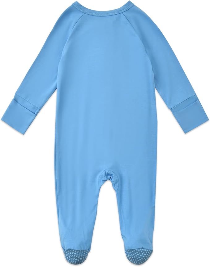 Baby Footed Pajamas with Mittens Rayon from Bamboo 2pcs Newborn Infant 2-way - Image 4