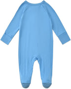 Baby Footed Pajamas with Mittens Rayon from Bamboo 2pcs Newborn Infant 2-way - Image 4