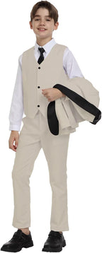 Boys Suit for Toddler Tuxedo Kids Formal Suits Set 5 Pieces Wedding Outfit - Image 3