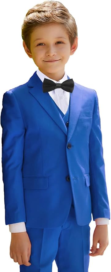 Boys Suits 5 Pieces Slim Fit Blazer Pants Black Blue Outfit Suit - Image 4