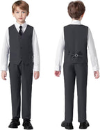 Boys Suit 4 Pcs Slim Fit Set Casual Suits Wedding Outfit Prom Jacket Vest Pant - Image 6