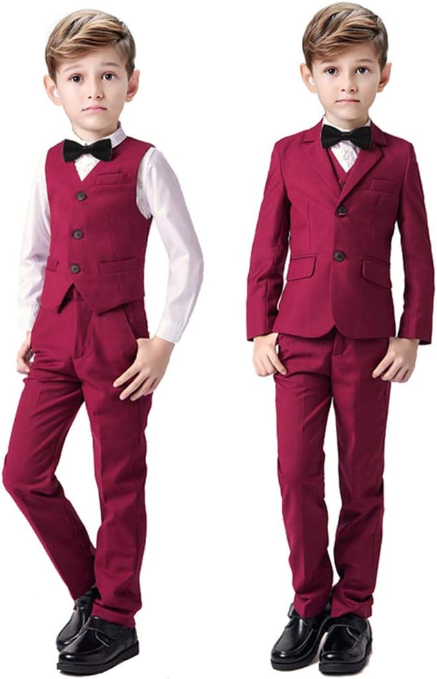 Boys Suits 5 Pieces Slim Fit Blazer Pants Black Blue Outfit Suit - Image 3
