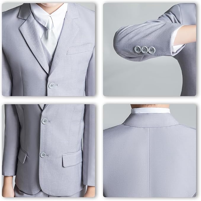 JPF Boy's Formal Suit Set Slim Fit Kids Tuxedo Suits - Image 5