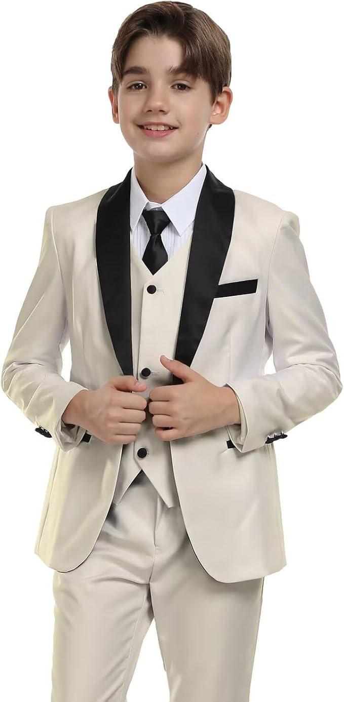Boys Suit for Toddler Tuxedo Kids Formal Suits Set 5 Pieces Wedding Outfit by SHINFAN
