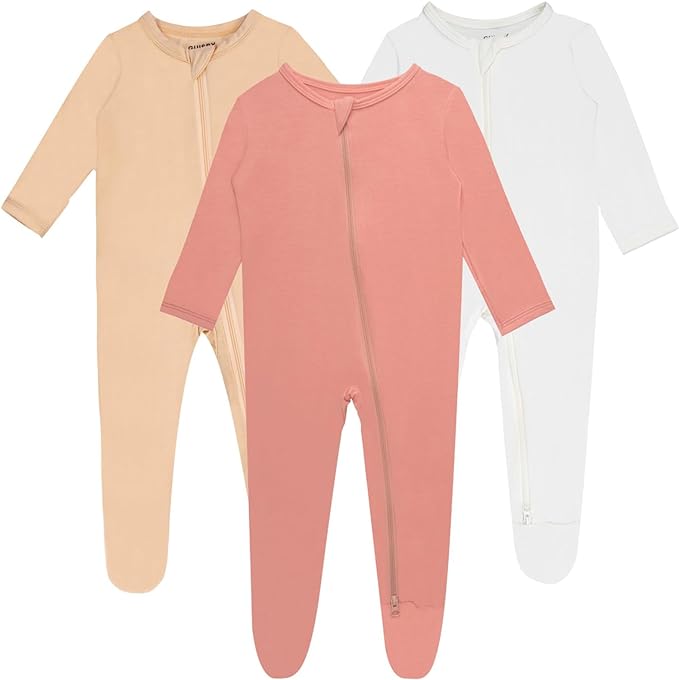 Baby Boy Footed Pajamas with Mittens, Rayon Made from Bamboo Sleepers, 2 Way by GUISBY