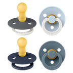 BIBS Colour Soother 4-Pack | BPA Free Dummy Pacifier | Round Nipple | Natural by BIBS
