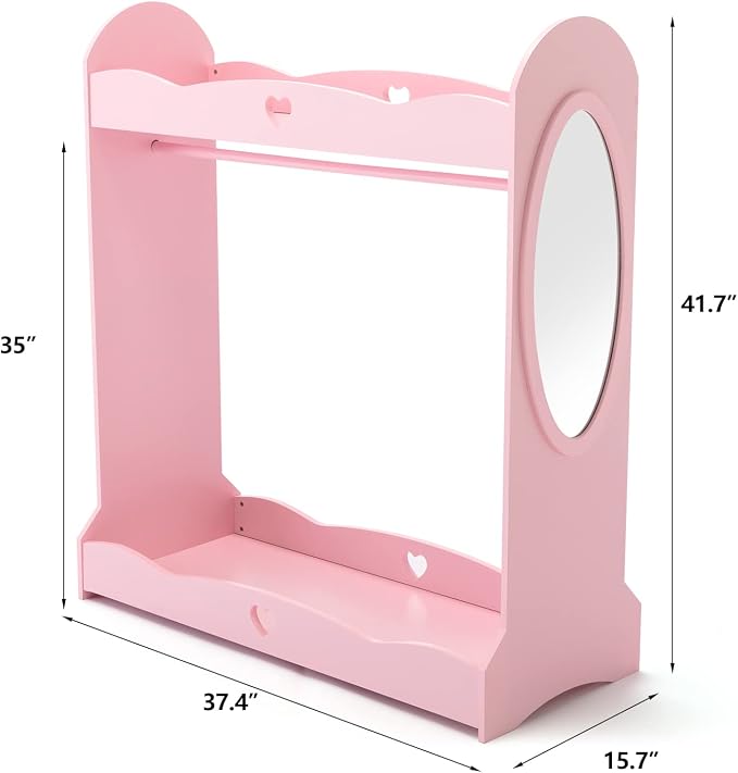 COSVALVE Kids Armoire Dress-Up Storage w/Mirror, Dress up Closet, Open Hanging - Image 2