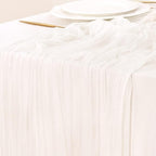 Socomi 4pcs Ivory White Table Runner Spring Easter Cheesecloth Table Runner 170 by Socomi