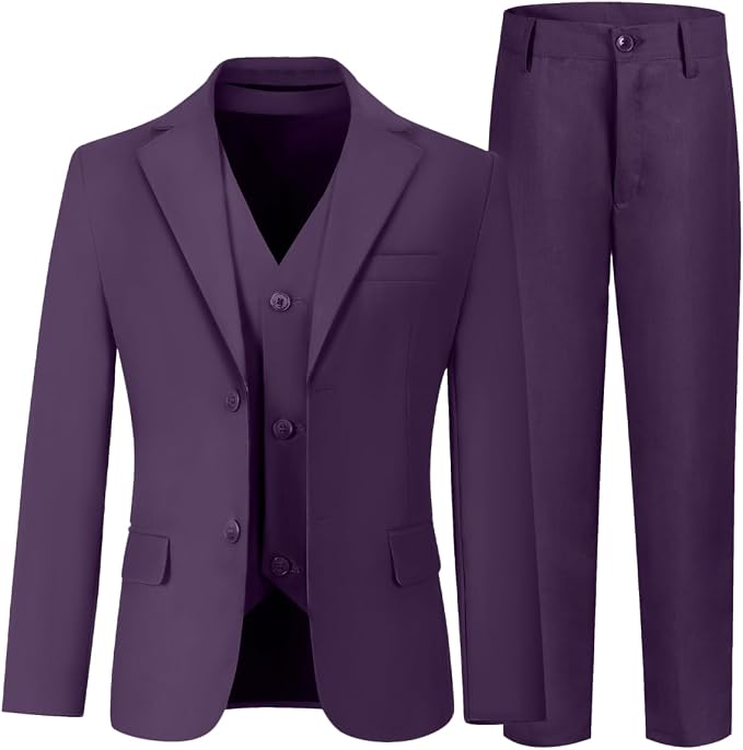 Boys' 3 Piece Suit Set with Suit Jacket, Formal Tuxedos Slim Fit Ring Bearer by Hipfun