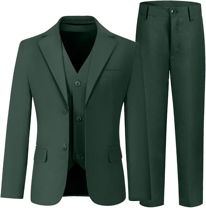 Boys' 3 Piece Suit Set with Suit Jacket, Formal Tuxedos Slim Fit Ring Bearer by Hipfun