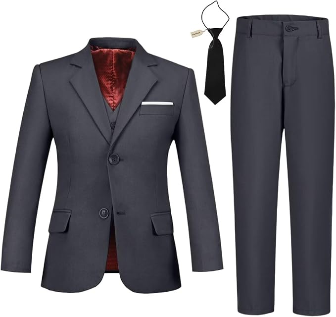 Boys Suit 4 Pcs Slim Fit Set Casual Suits Wedding Outfit Prom Jacket Vest Pant by MENSUIT