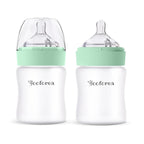Yooforea Silicone Coated Glass Baby Bottle, 2M+ Medium Flow Nipple I Anti-Colic by Yooforea