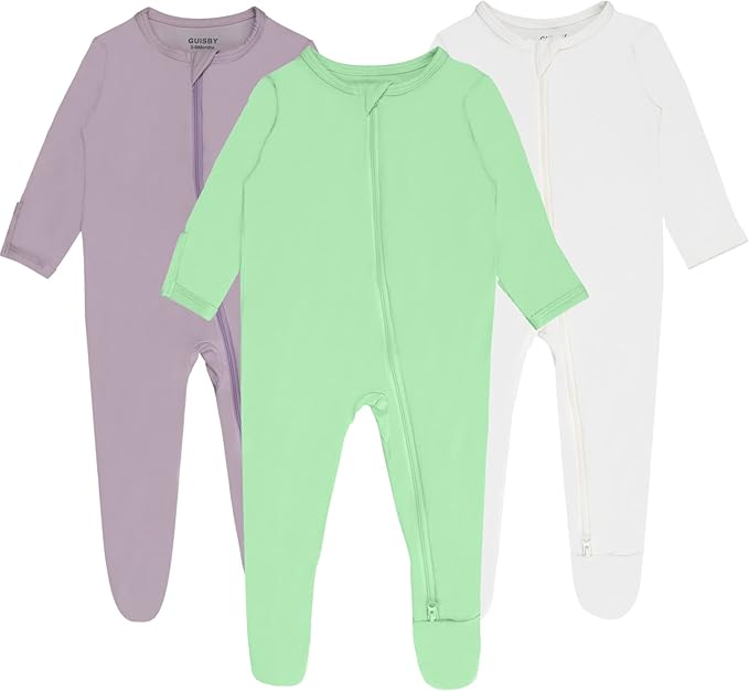 Baby Boy Footed Pajamas with Mittens, Rayon Made from Bamboo Sleepers, 2 Way by GUISBY