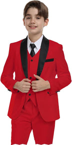 Boys Suit for Toddler Tuxedo Kids Formal Suits Set 5 Pieces Wedding Outfit by SHINFAN