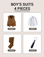 Boys' Formal Suit Set Slim Fit Kids Formal Suits Toddler Tuxedo Wedding Prom - Image 3