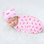 Cinaci 2 Pieces Adjustable Soft Cotton Baby Swaddle Sleep Sacks Hats Newborn - Image 5