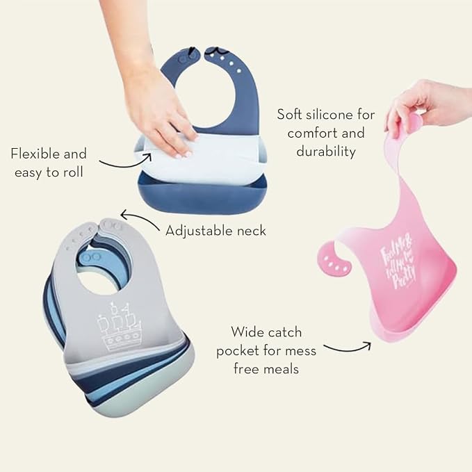 Baby Bib for Eating by Bella Tunno, Waterproof Silicone Bib - Image 8