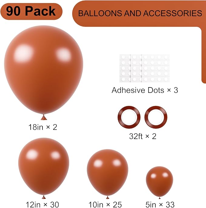 90pack Coffee Balloons Different Size 18/12/10/5 Inch Coffee Balloon Garland - Image 2
