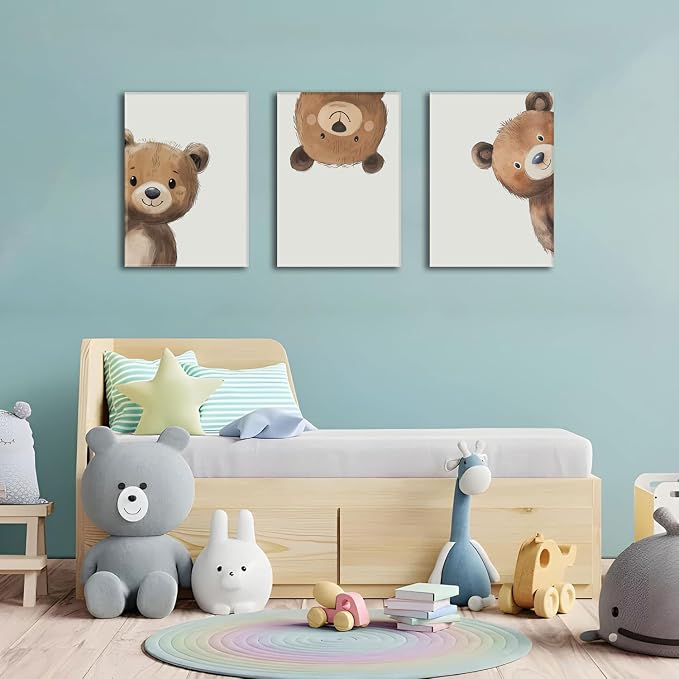 AOYUSMO 3 Piece Baby Bear Canvas Wall Art - Image 4