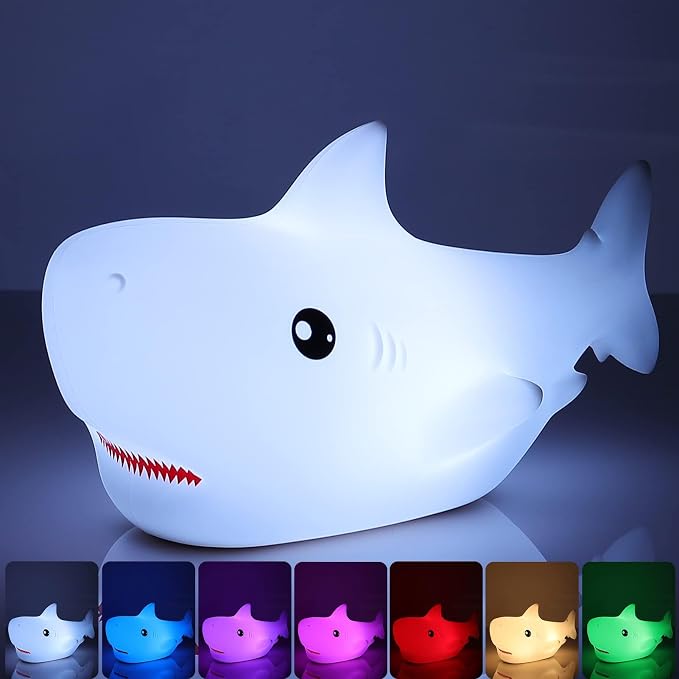 LOVERUIS Shark Night Light for Children, 7 Color Changing LED Portable Touch - Image 5