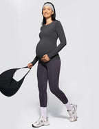 POSHDIVAH Women's Maternity Long Sleeve T Shirts Scoop Neck Pregnancy Tee Top - Image 5