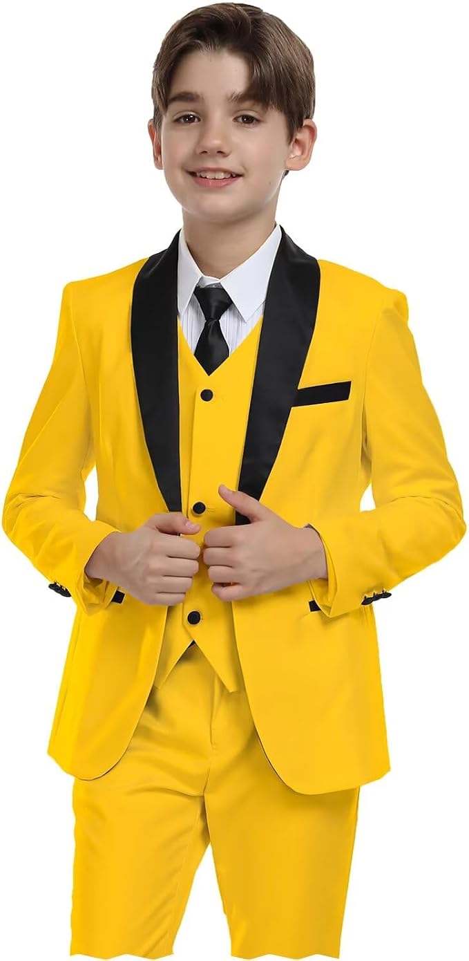 Boys Suit for Toddler Tuxedo Kids Formal Suits Set 5 Pieces Wedding Outfit by SHINFAN