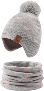 JANGANNSA Knitted Baby Hat Scarf Set Winter Warm Boys Girls Beanie Fleece by JANGANNSA