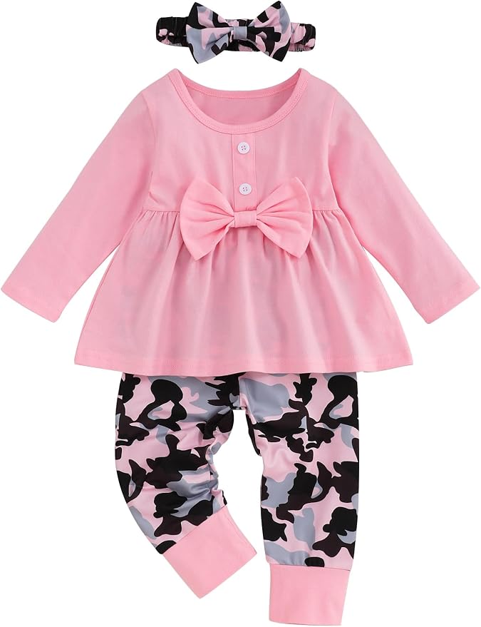 oklady Toddler Baby Girl Clothes Solid Color Ruffle Tops Floral Pants by Oklady
