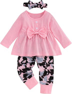 oklady Toddler Baby Girl Clothes Solid Color Ruffle Tops Floral Pants by Oklady