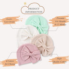 Bamery Newborn Baby Girl Hat Cotton Baby Bow Beanie Preemie Hats Spring Infant - Image 2