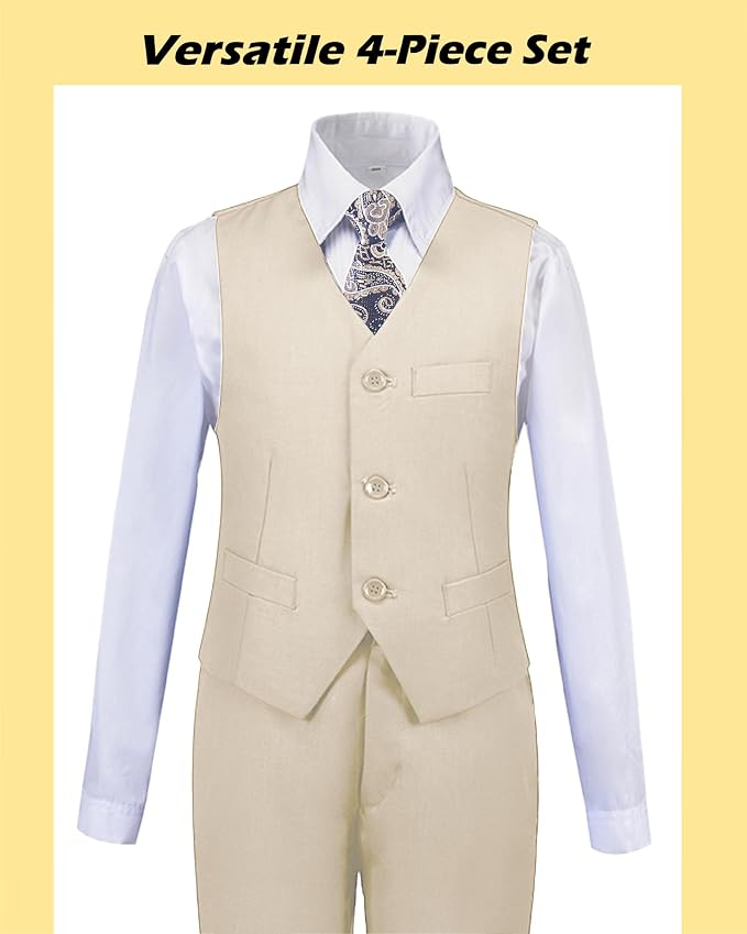 Boys’ Formal Suit 5 Piece Set, Toddler Tuxedos - Image 4