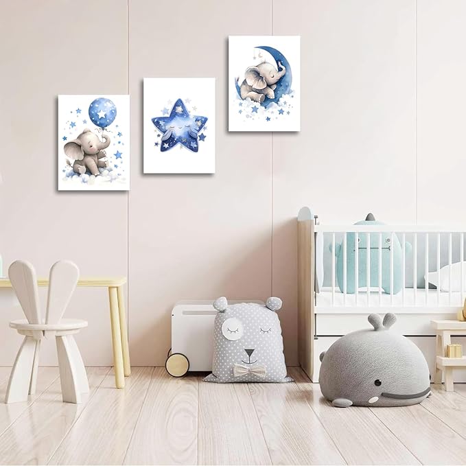 HNNXAR Elephant Nursery Wall Decor, Baby Girl Room Decor, Nursery Canvas Wall - Image 2