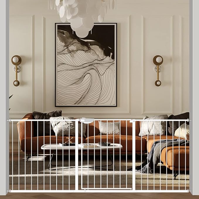 WAOWAO Triple Lock Baby Gate Extra Wide 81.49-85.82" Pressure Mounted Walk by WAOWAOBABYSAFETYPRODUCTS