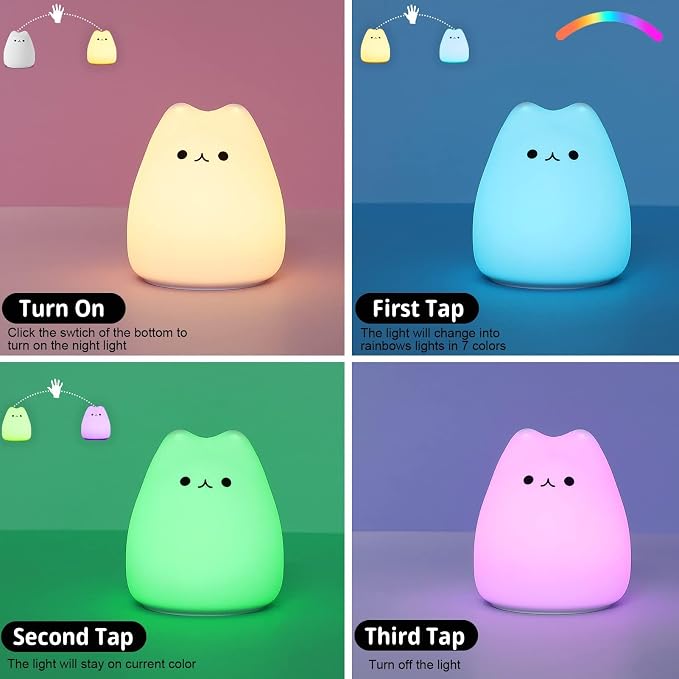 LOVERUIS Cat Lamp Night Light Girl Colorful Squishy Night Lights - Image 3