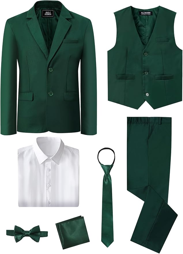 A&J DESIGN Boys 7-Piece Formal Suit Ring Bearer Outfit - Image 3