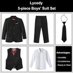 Boys Suit for Kids Teens Formal 5 Piece Tuxedo Suit Set - Image 2