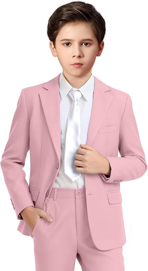 Boys Formal Suit Set 4 Pieces Kids Tuxedo Ring Bearer Outfit by Boihedy