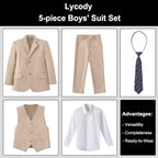 Boys Suit for Kids Teens Formal 5 Piece Tuxedo Suit Set - Image 2