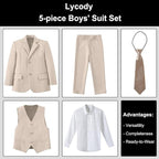 Boys Suit for Kids Teens Formal 5 Piece Tuxedo Suit Set - Image 2